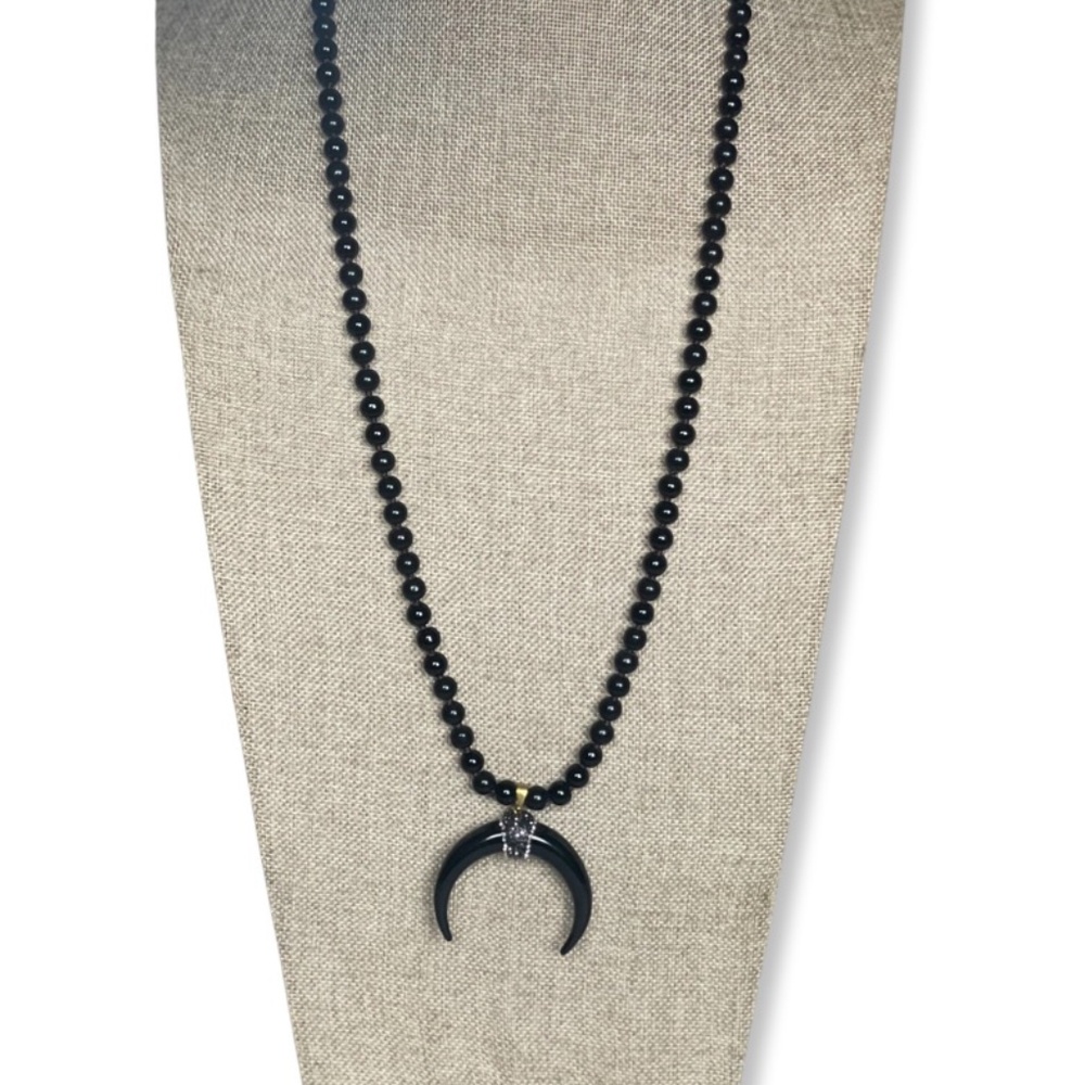 Bohemian beaded pendant necklace, crystal knotted beads